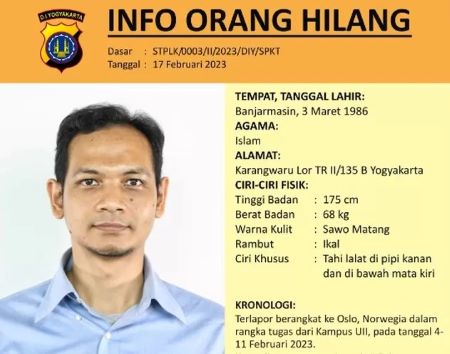 6 Hari Sudah AMRP, Dosen UII Yogya itu, Hilang Kontak Usai Tugas di Oslo, Norwegia